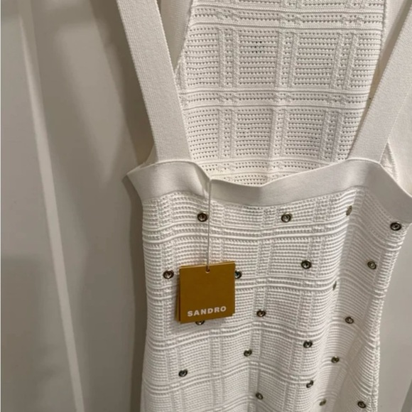 Sandro Cream Maxi Dress with Fringe Accents - Picture 7 of 7